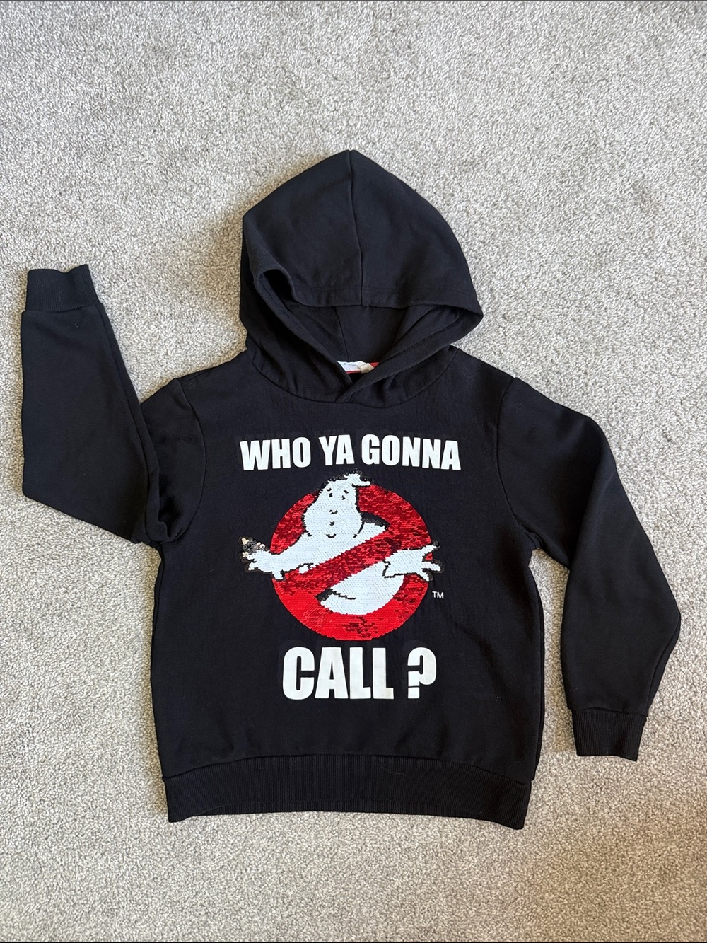 H&M Black Kids Hoodie with Red & White Ghost Logo